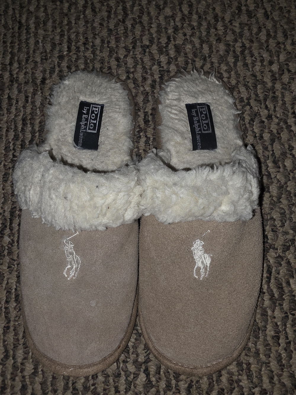 Polo by Ralph Lauren Tan Shearling-Lined Slip-On Slippers